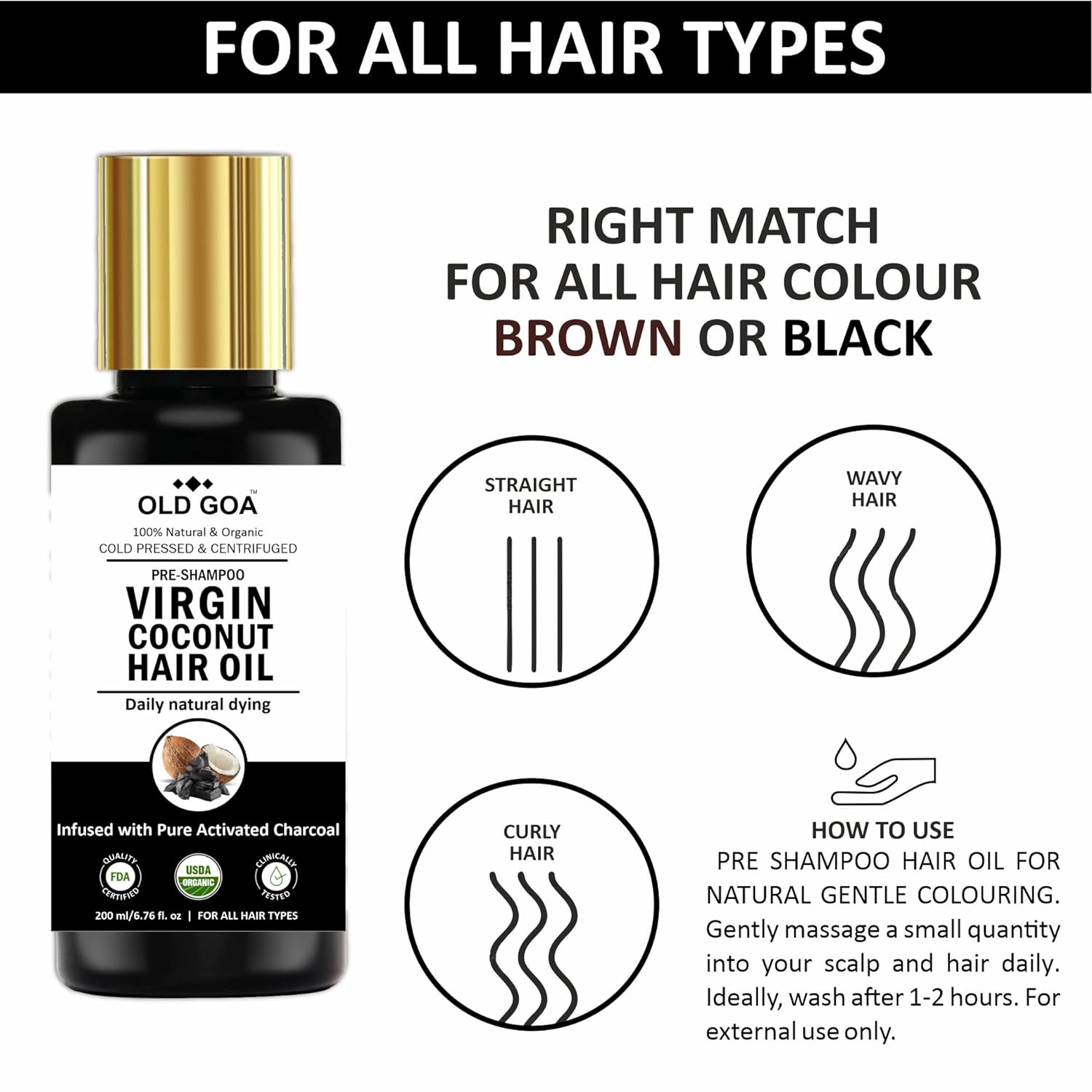 Virgin Coconut Hair Oil with Activated Charcoal-OLDGOA Oils