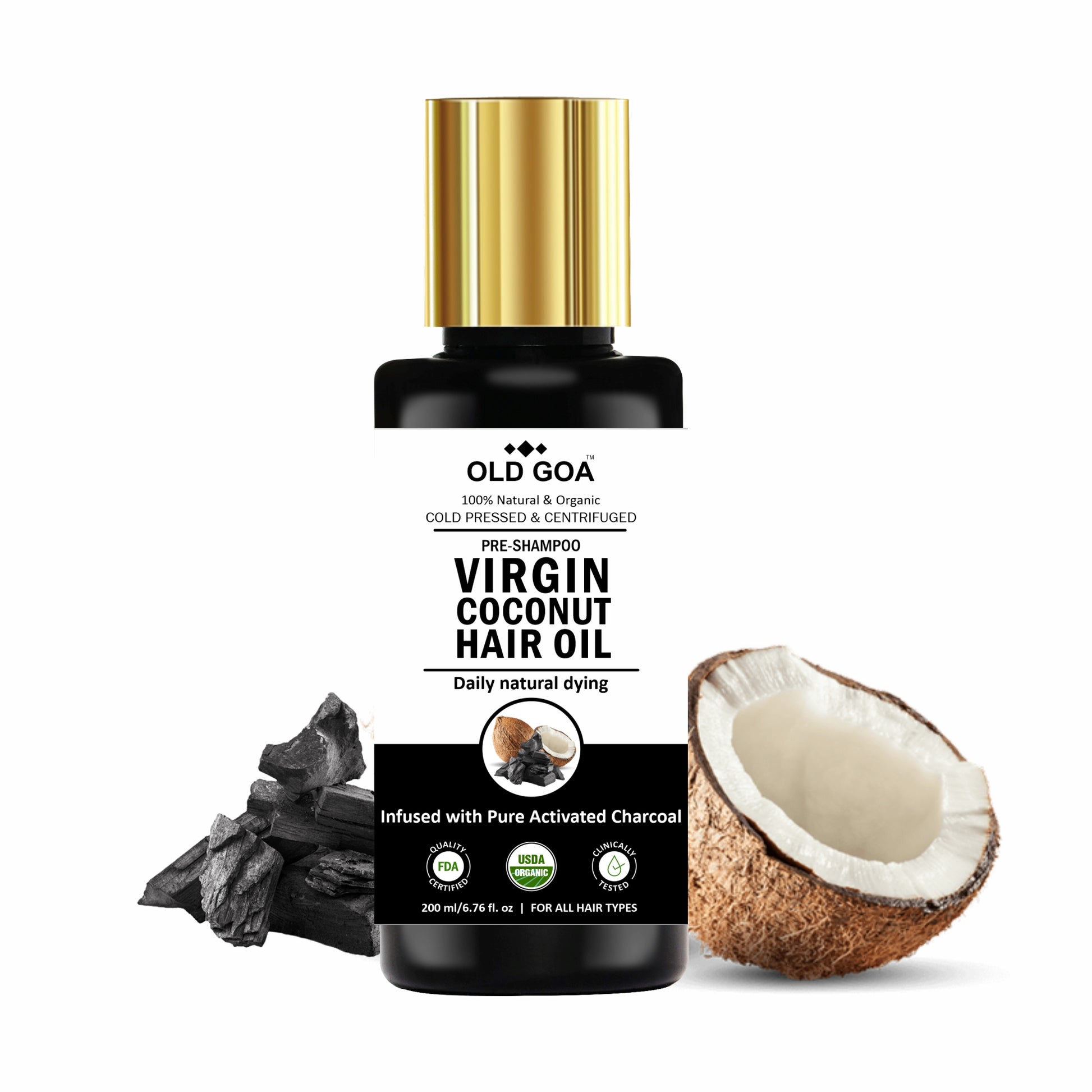 Virgin Coconut Hair Oil with Activated Charcoal-OLDGOA Oils