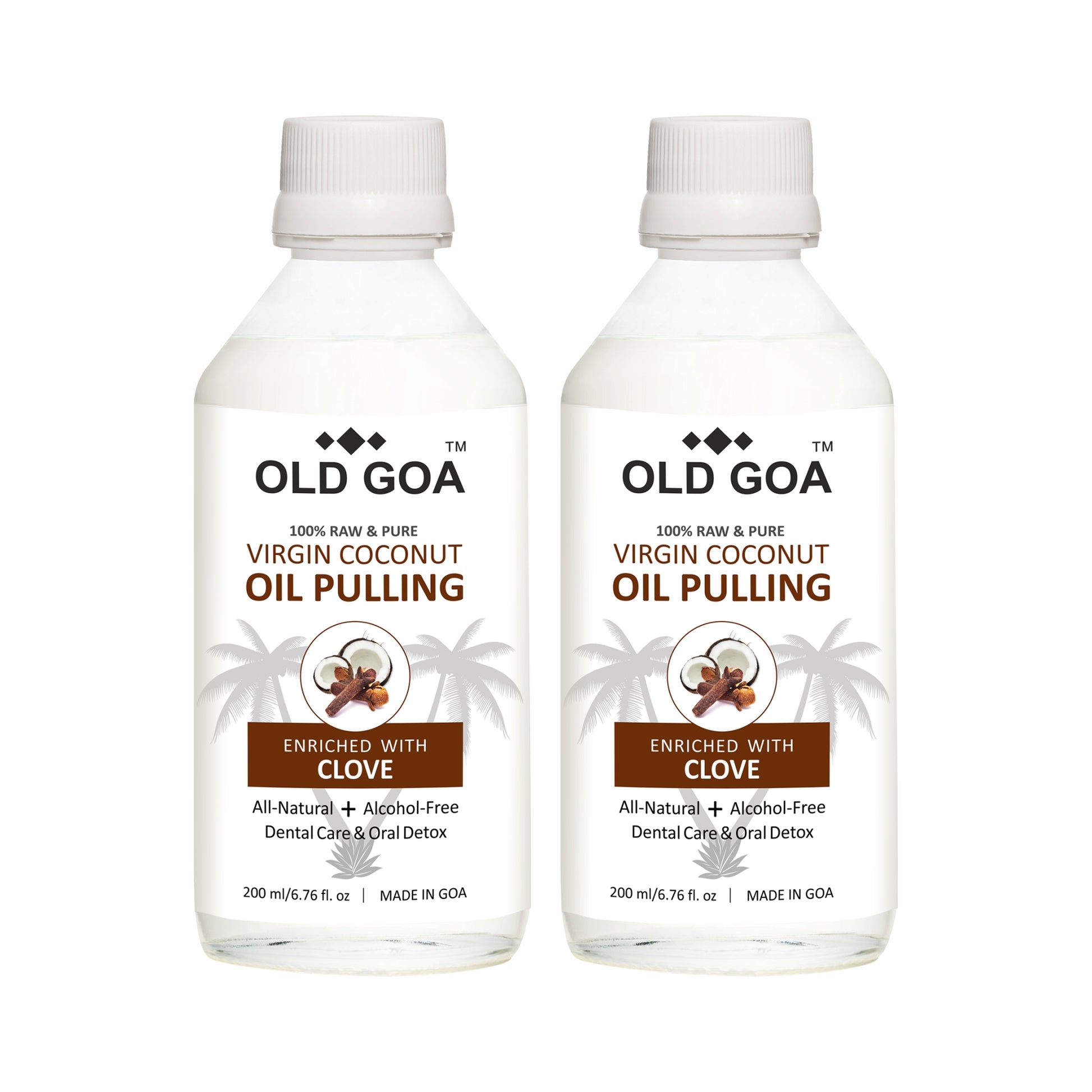 Virgin Coconut Oil Pulling Enriched with Clove | Pack of 2 (200ml each) - OLDGOA Oils