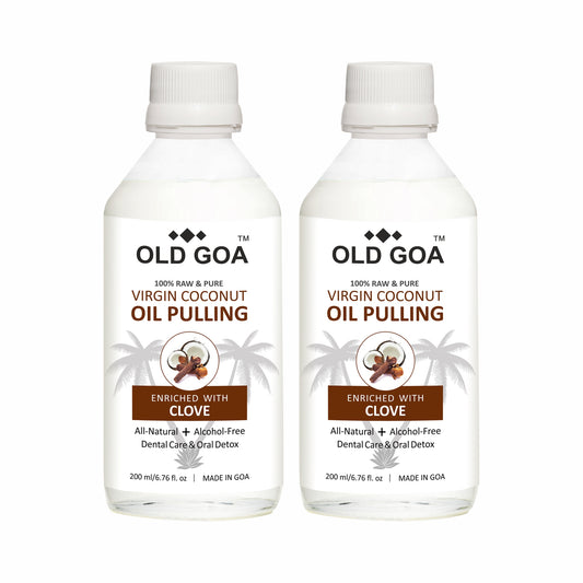 Virgin Coconut Oil Pulling Enriched with Clove | Pack of 2 (200ml each) - OLDGOA Oils