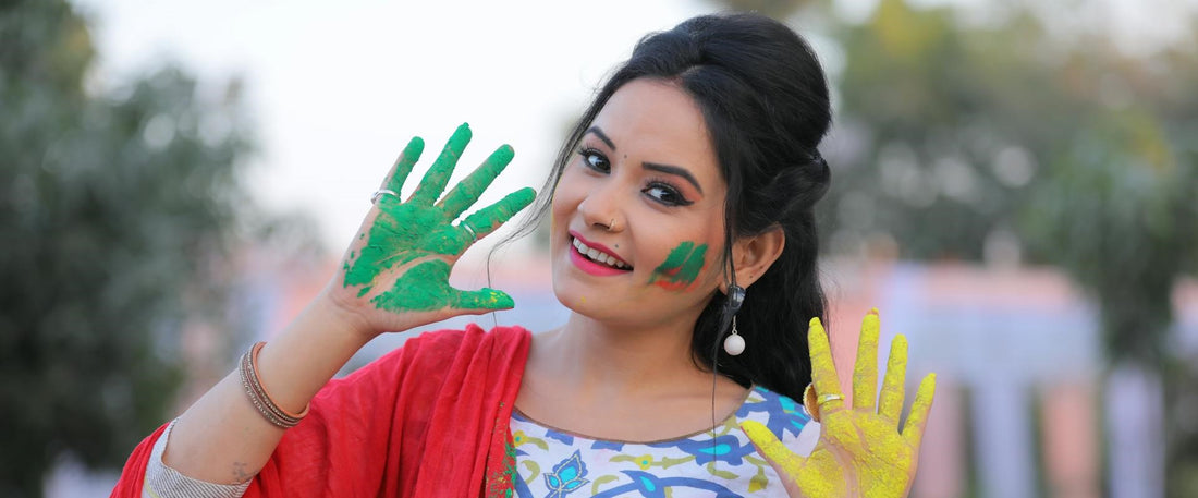 girl playing holi